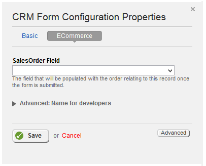 Form Configuration ECommerce Properties