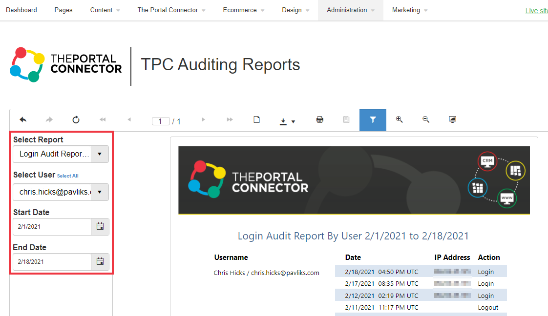 Auditing Report Options