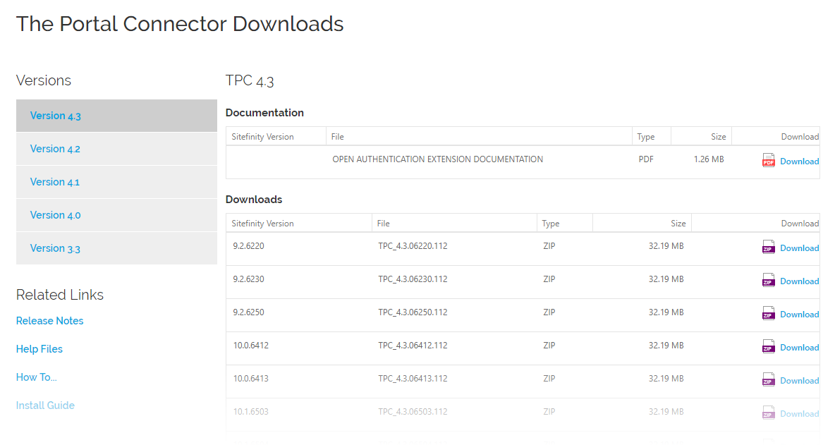 TPC 4.3 Upgrade Files