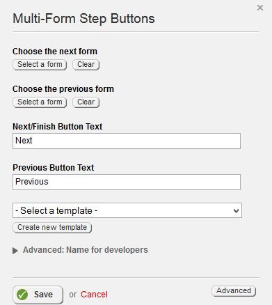 Multi Form Step Buttons Properties