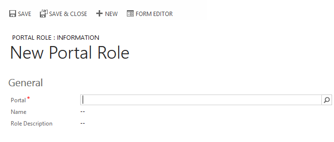 Portal Role Creation Page