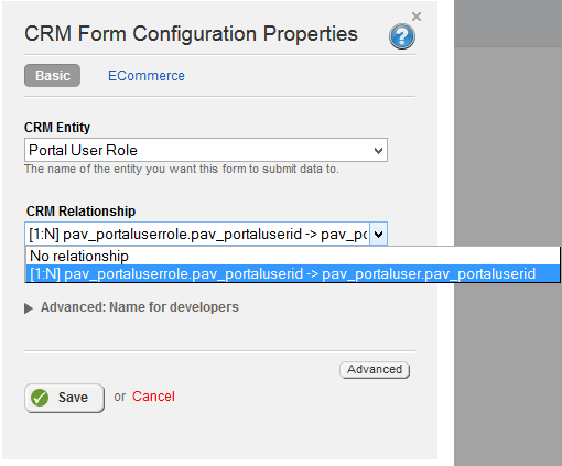 Portal Role Form Configuration