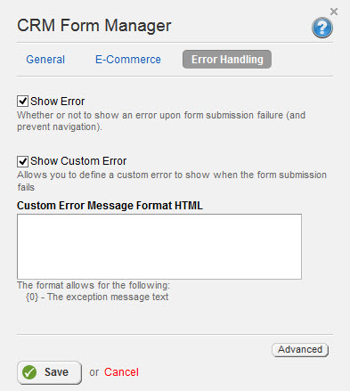 CRM Form Manager Error Handling 3.2