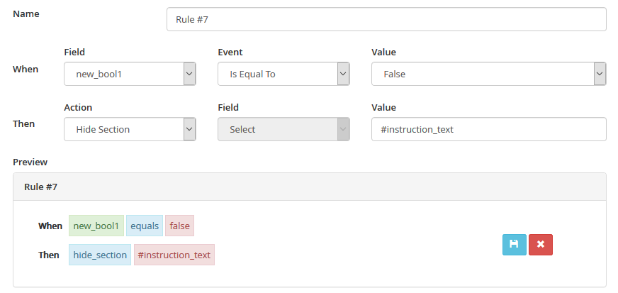 MVC Rules Manager - Hide Section